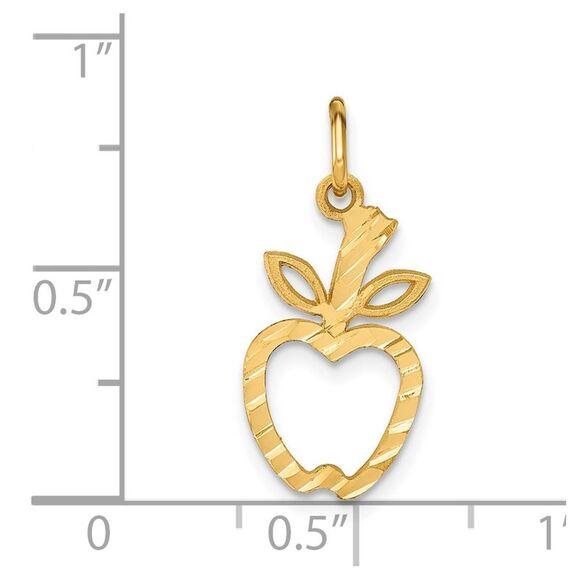 14k Yellow Gold Diamond Cut Apple Silhouette Charm - Picture 4 of 6